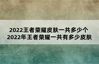 2022王者荣耀皮肤一共多少个 2022年王者荣耀一共有多少皮肤